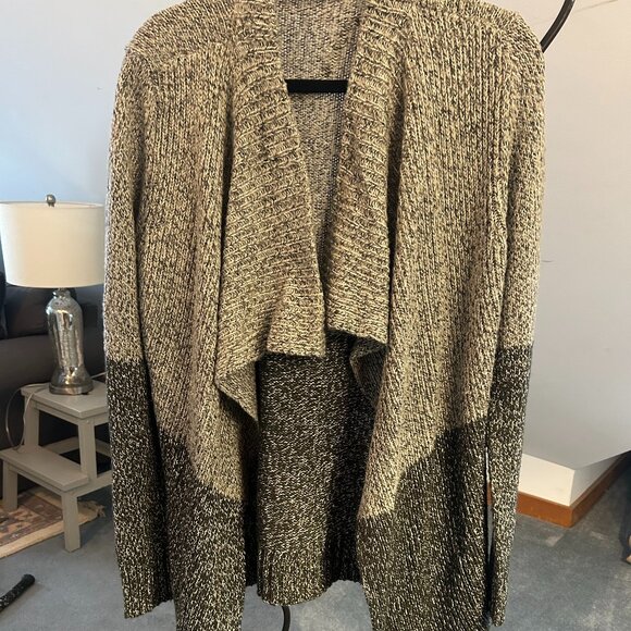 Open-Front Chunky Knit Cardigan – Neutral Ombré | Story Piece - Picture 3 of 4